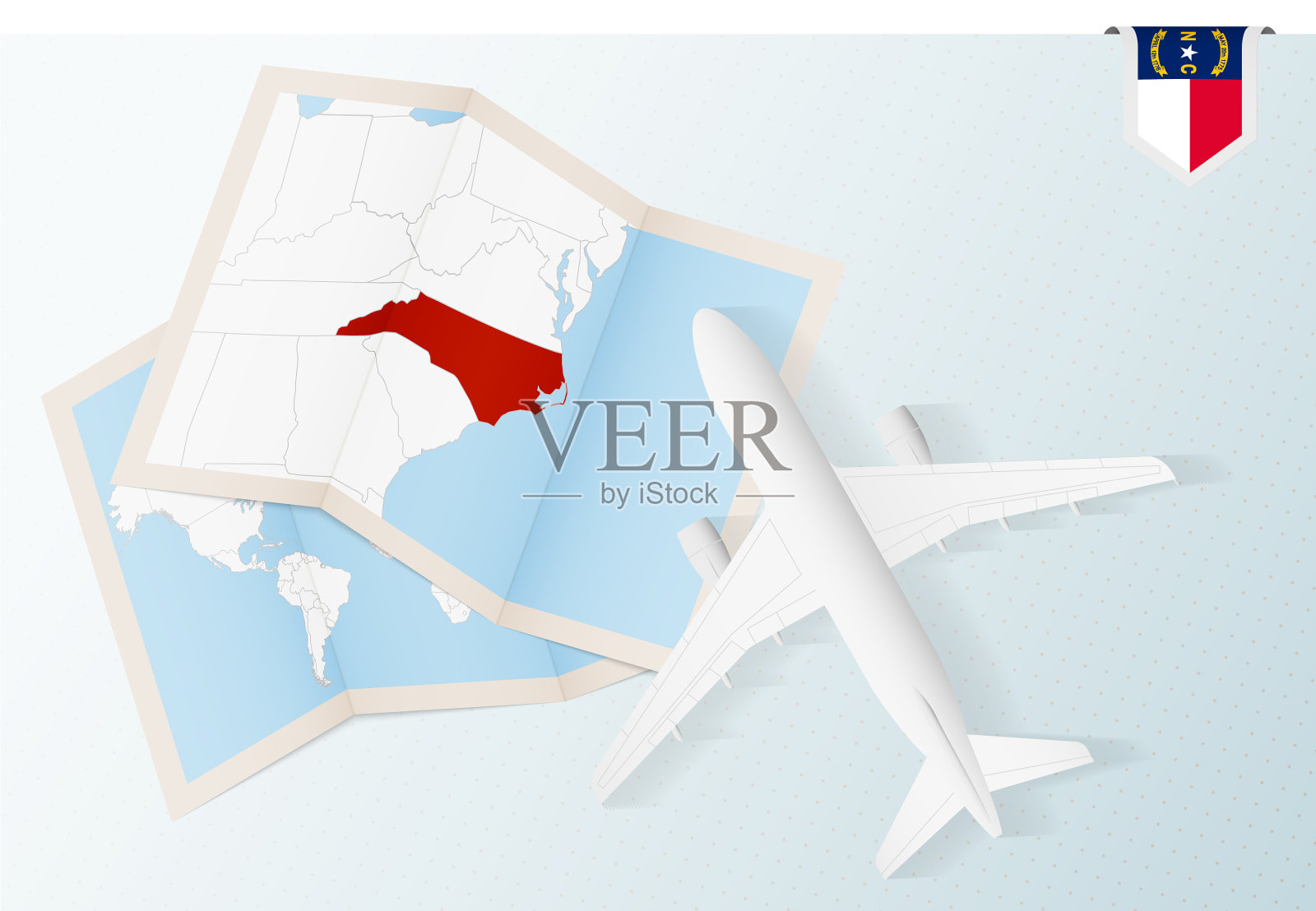 乘坐北卡罗来纳俯视图飞机插画图片素材