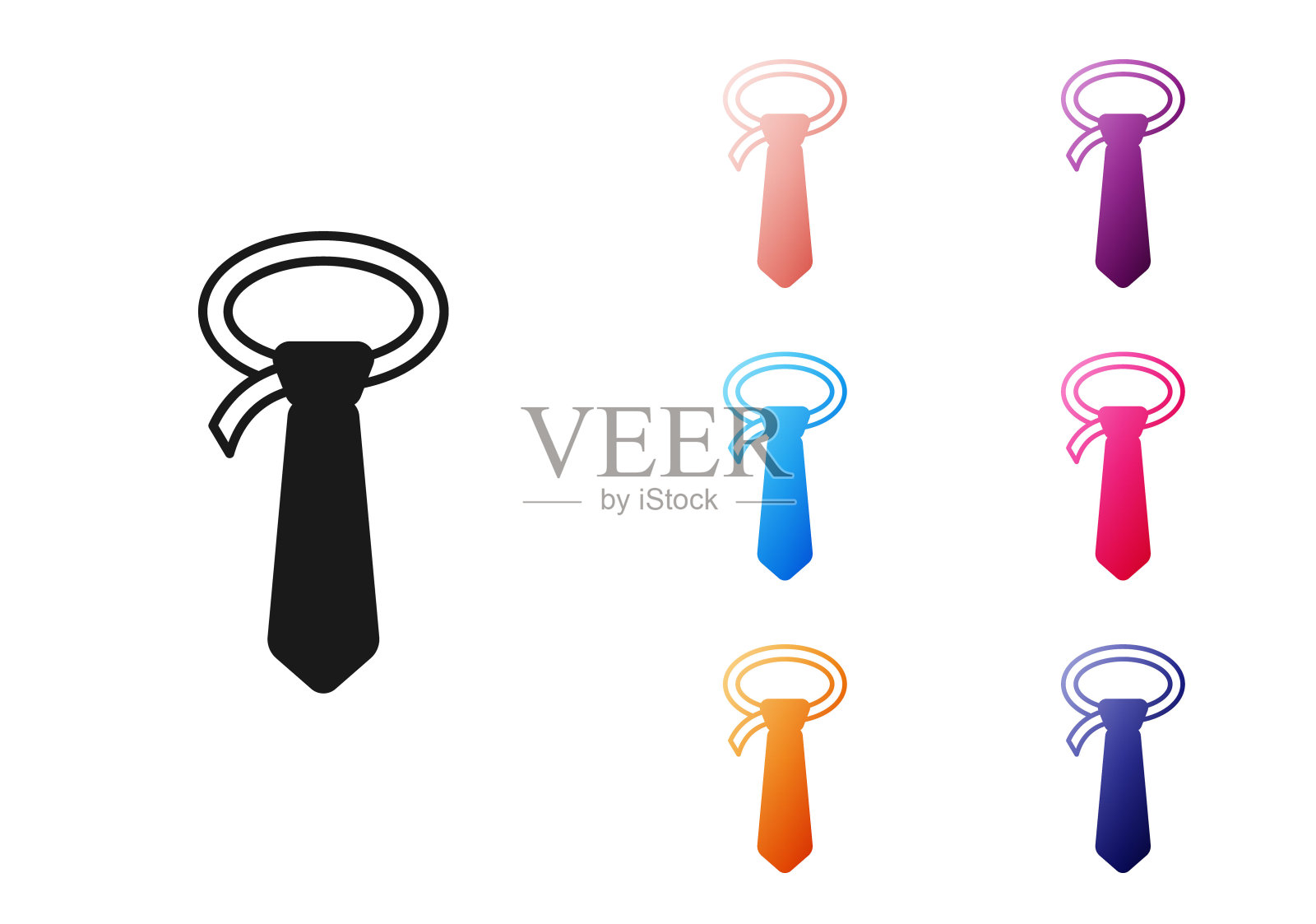 黑色领结图标孤立在白色背景。领带和领巾符号。设置图标丰富多彩。向量插画图片素材