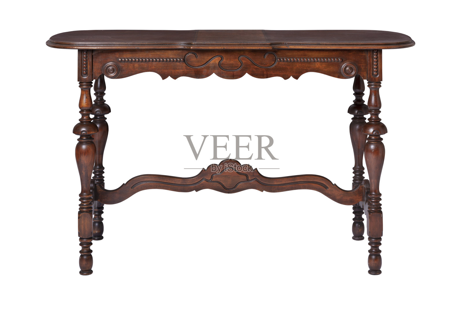 一个古老的维多利亚风格的沙发桌子孤立在白色背景上照片摄影图片