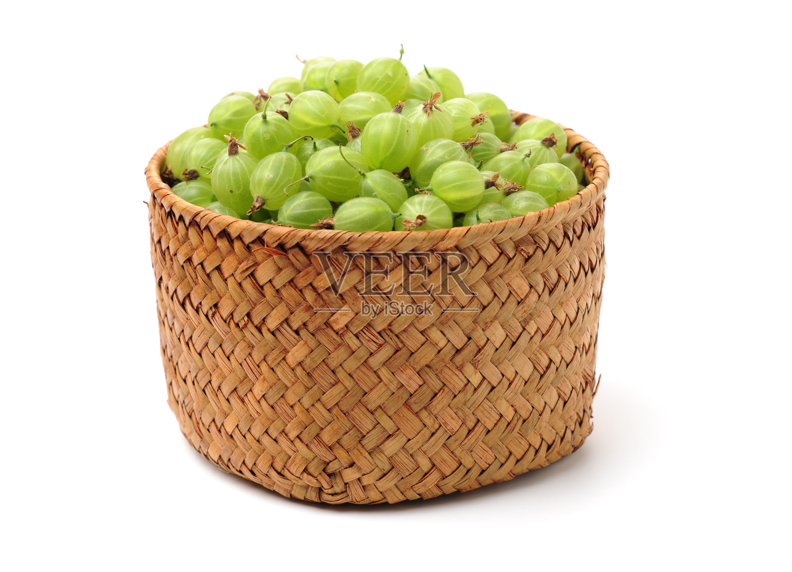 Isolatec醋栗。一串绿色的醋栗照片摄影图片