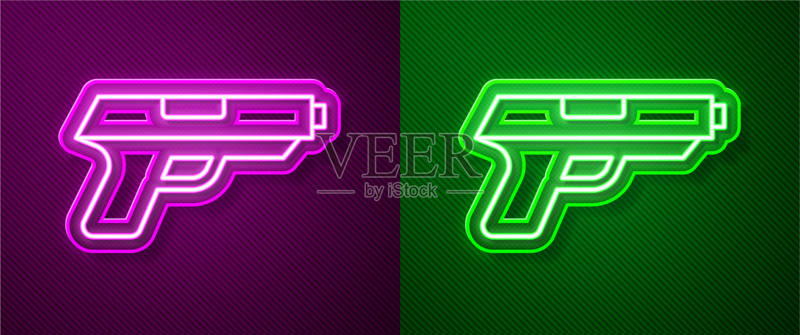 发光的霓虹灯线手枪或手枪图标孤立上插画图片素材