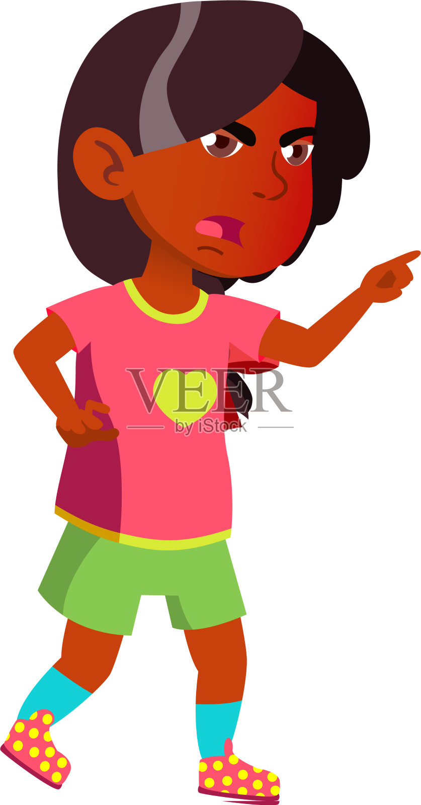 愤怒的印度女孩指着恶霸漫画设计元素图片