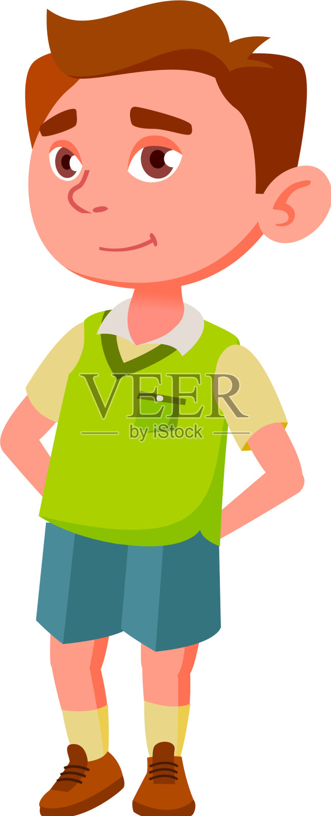 餐厅卡通里的漂亮男孩等着吃冰淇淋设计元素图片