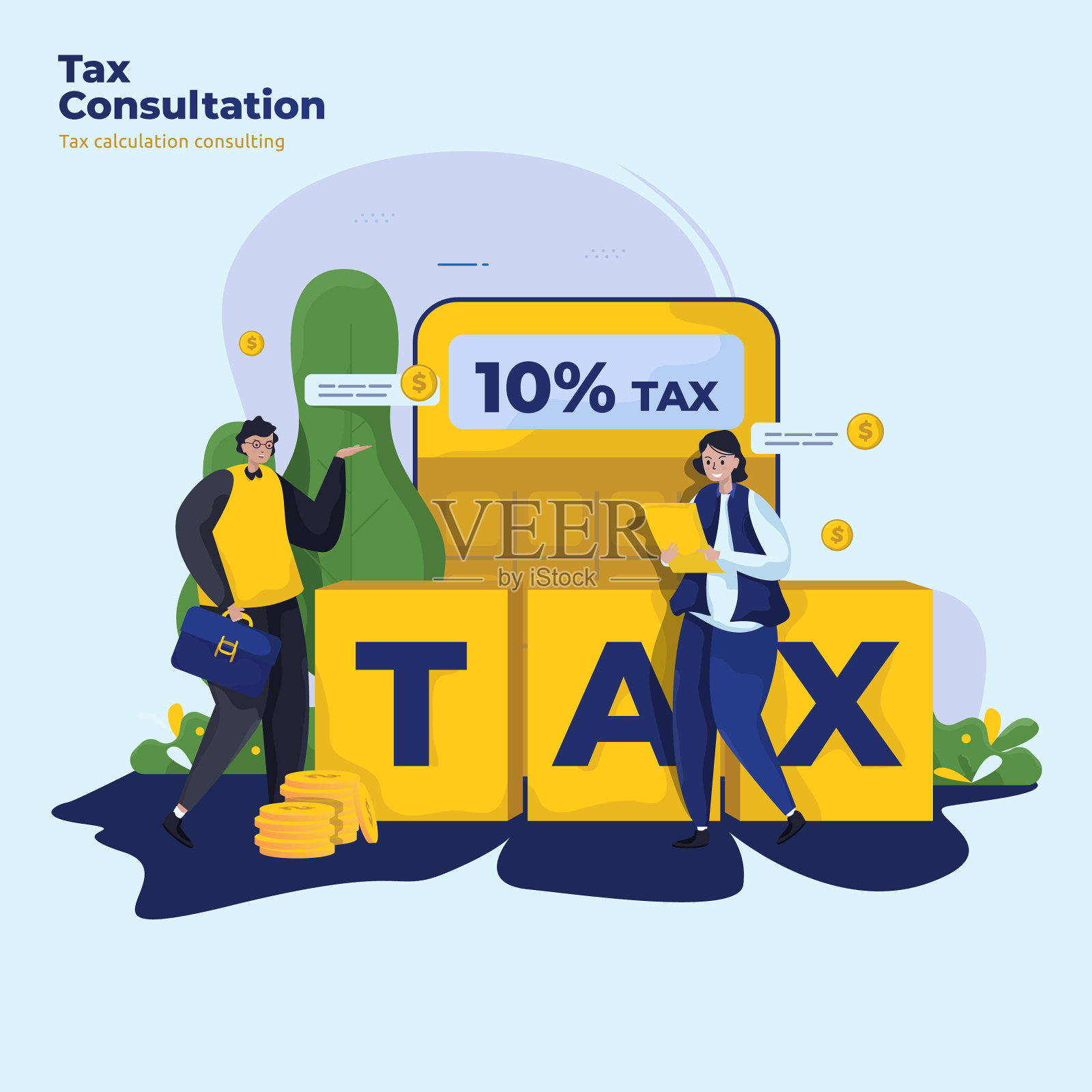 计算年度税率的人插画图片素材