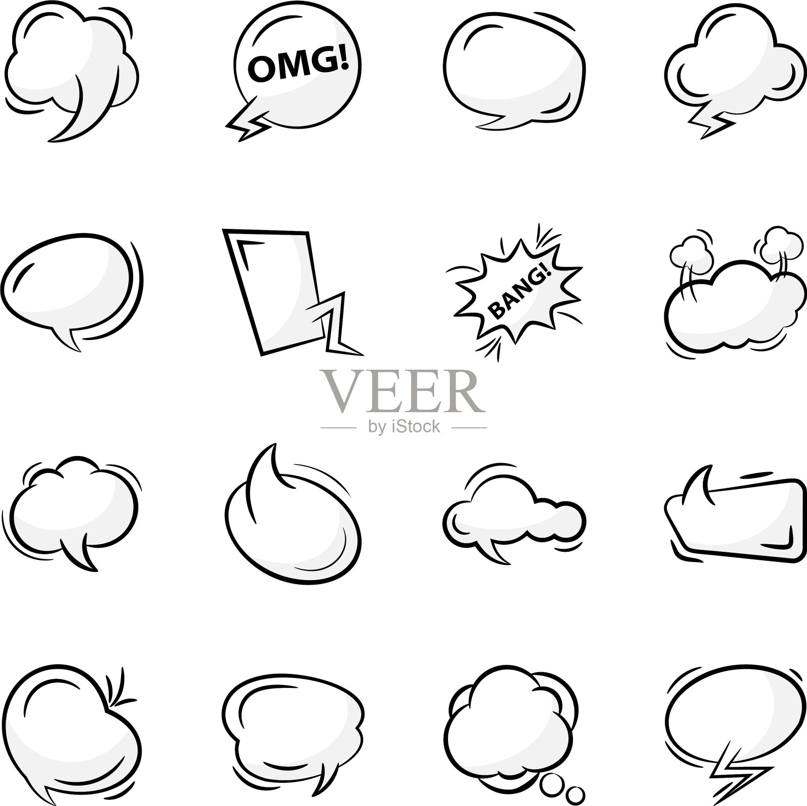 包装漫画泡泡线性图标图标素材