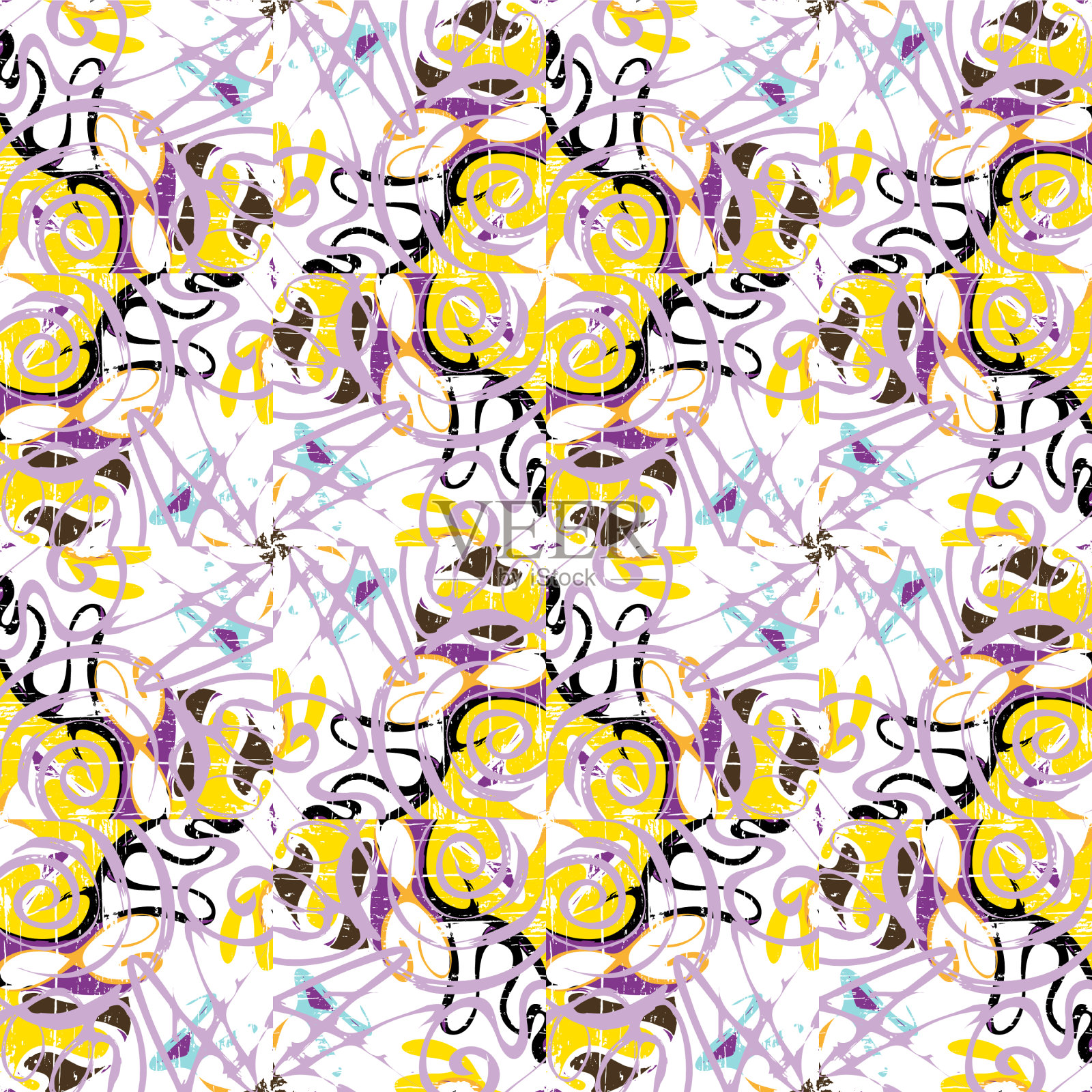 抽象色彩图案在涂鸦风格上的品质插画图片素材