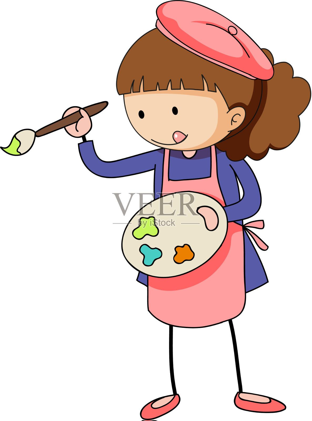 小艺术家拿着调色板卡通设计元素图片