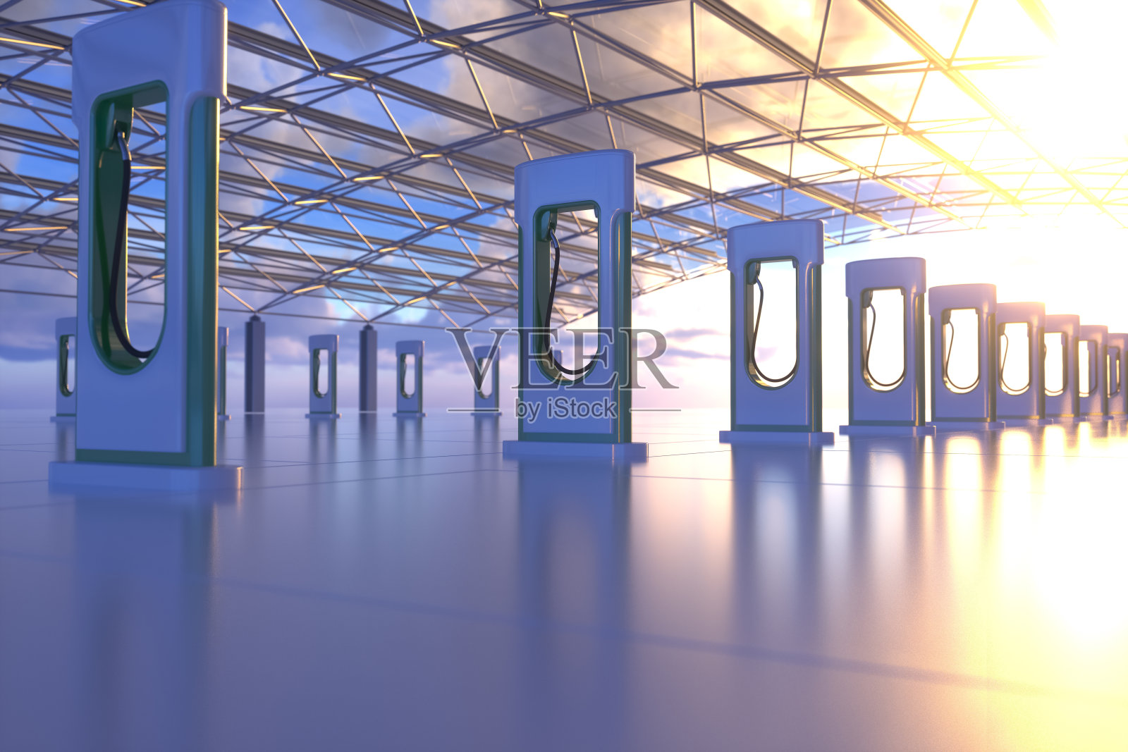 电动汽车充电站照片摄影图片