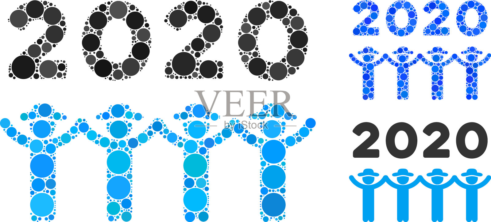 圆点2020绅士舞蹈图标拼贴插画图片素材