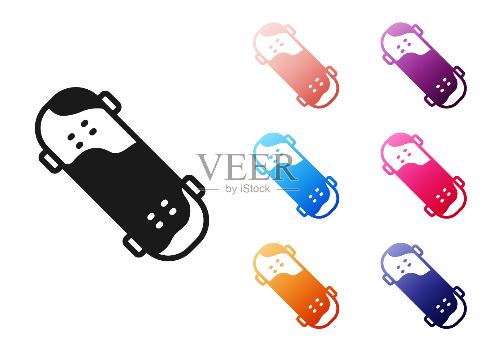 黑色滑板诡计图标孤立在白色插画图片素材