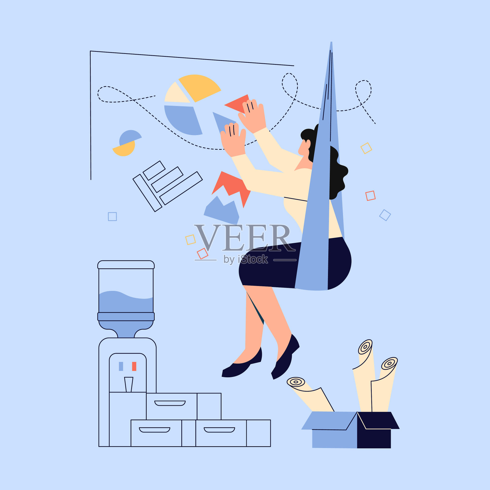 创意男设计师在设计工作室工作插画图片素材