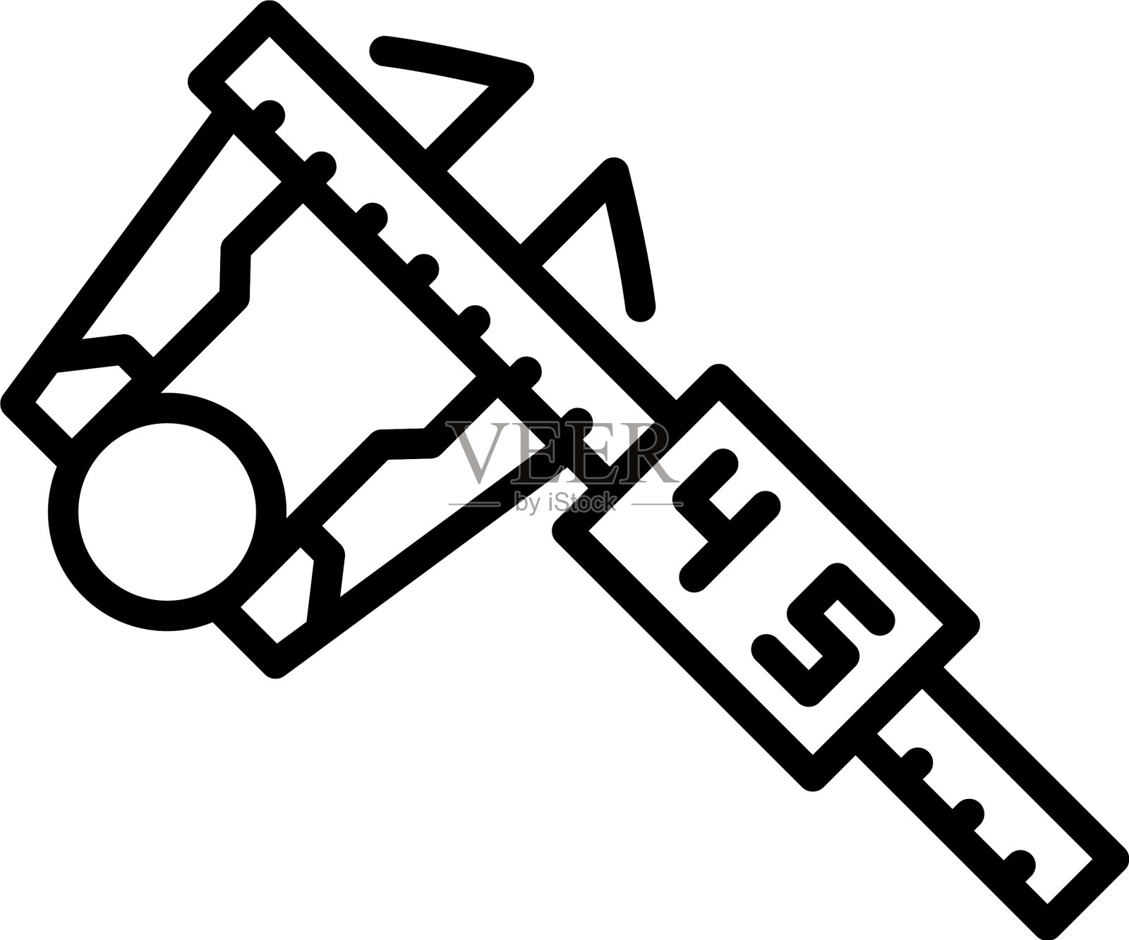 数字千分尺测量图标轮廓风格插画图片素材