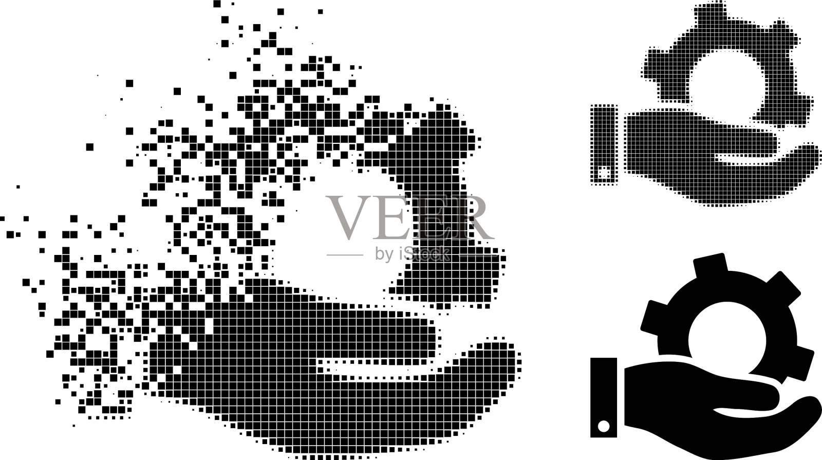 碎片化和半色调像素化服务符号插画图片素材