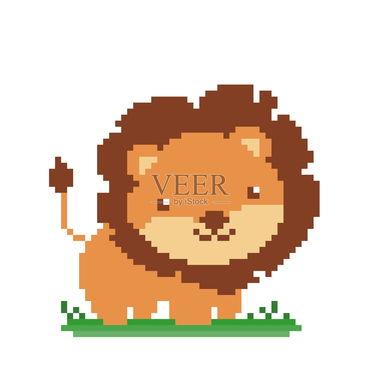 8位游戏资产的像素狮子图像插画图片素材