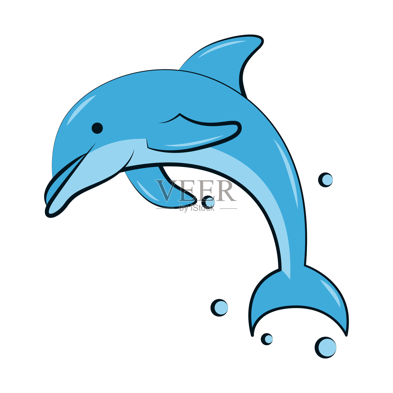平色为蓝色海豚设计元素图片