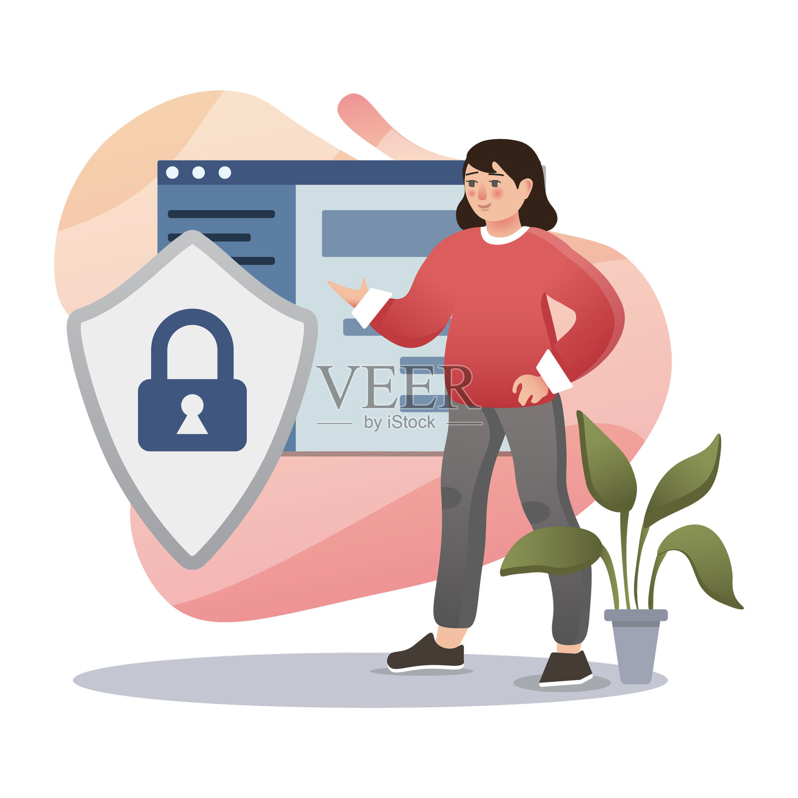 网上隐私隔离平式彩云插画图片素材