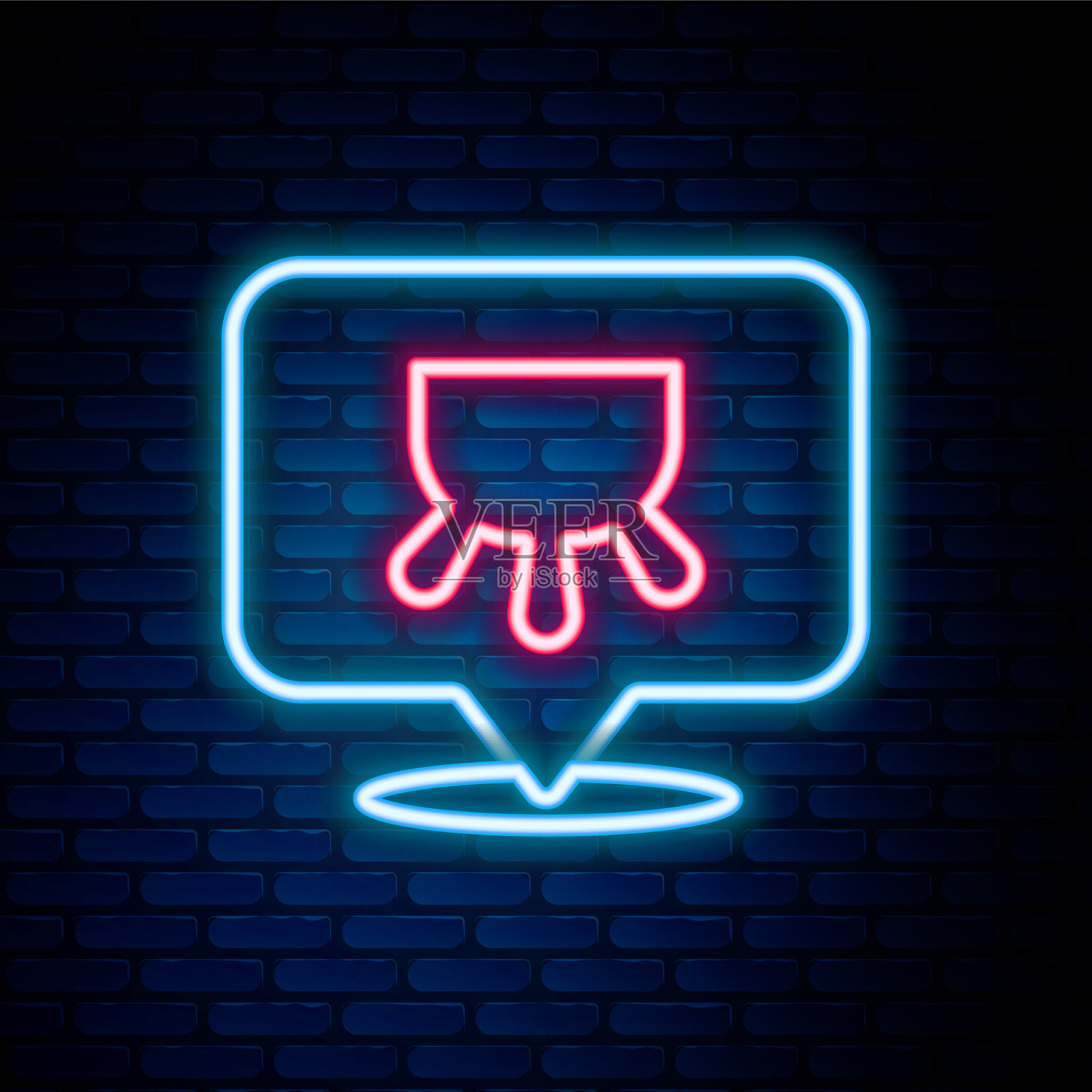 发光的霓虹灯线乳腺图标孤立在砖插画图片素材