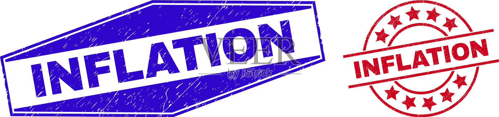 圆形和六角形充气腐蚀邮票插画图片素材