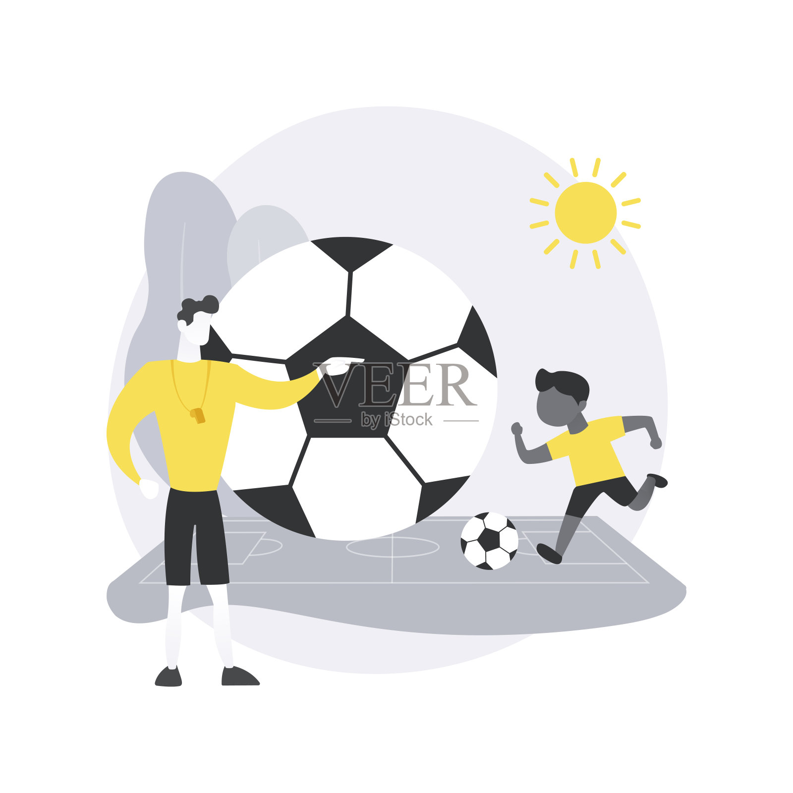足球夏令营抽象概念矢量插图。插画图片素材