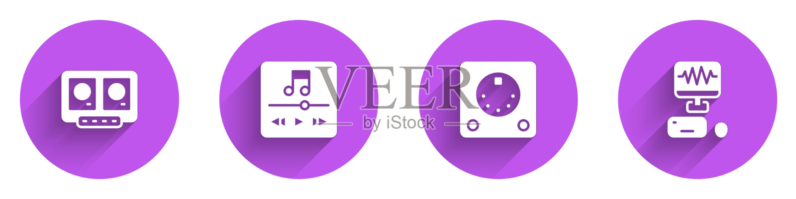 设置DJ远程和混合音乐音乐播放器鼓图标素材