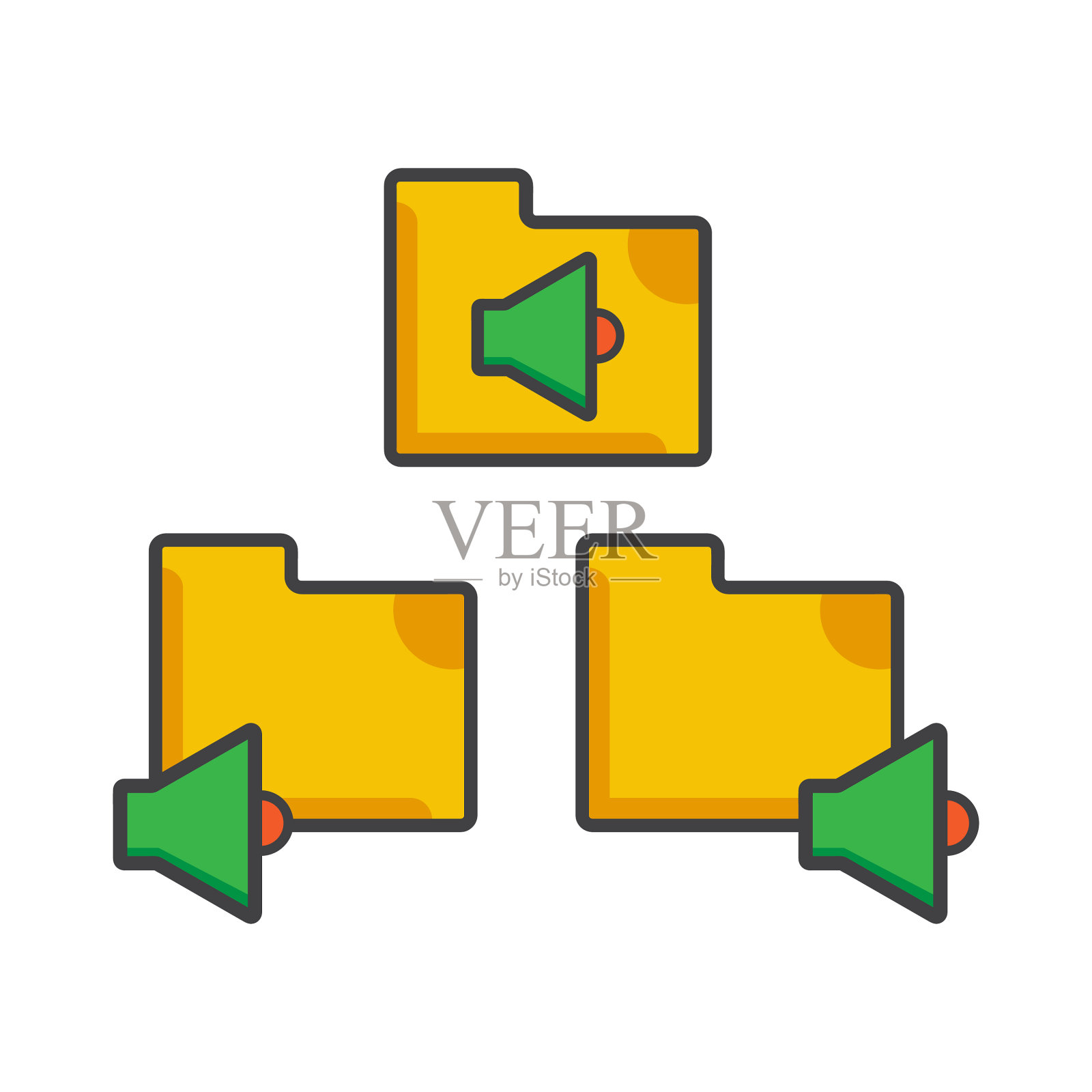 文件文件夹与声音图标文件文件夹平图标素材