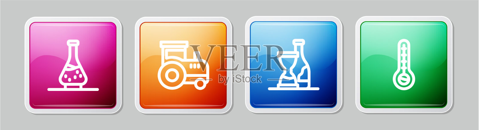 为葡萄酒牵引机瓶和酒瓶设置行滗水器图标素材