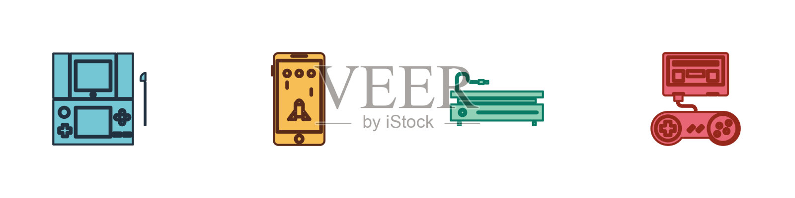 设置便携式视频游戏,掌机,手机图标素材