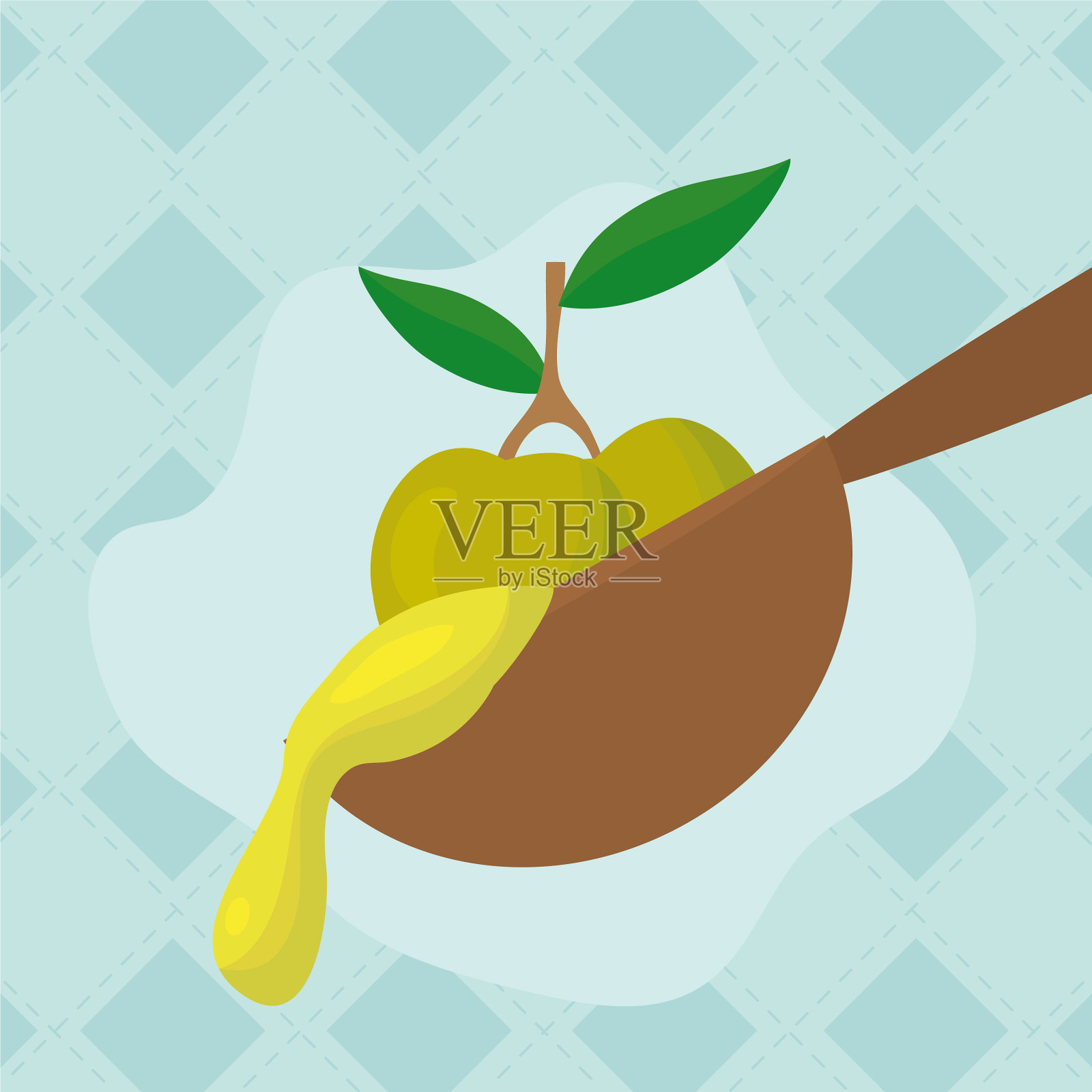 橄榄油的勺子插画图片素材