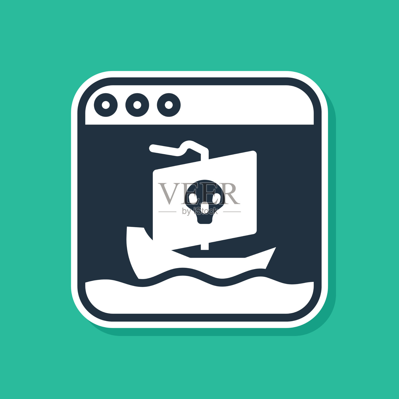 蓝色互联网盗版图标孤立绿色插画图片素材