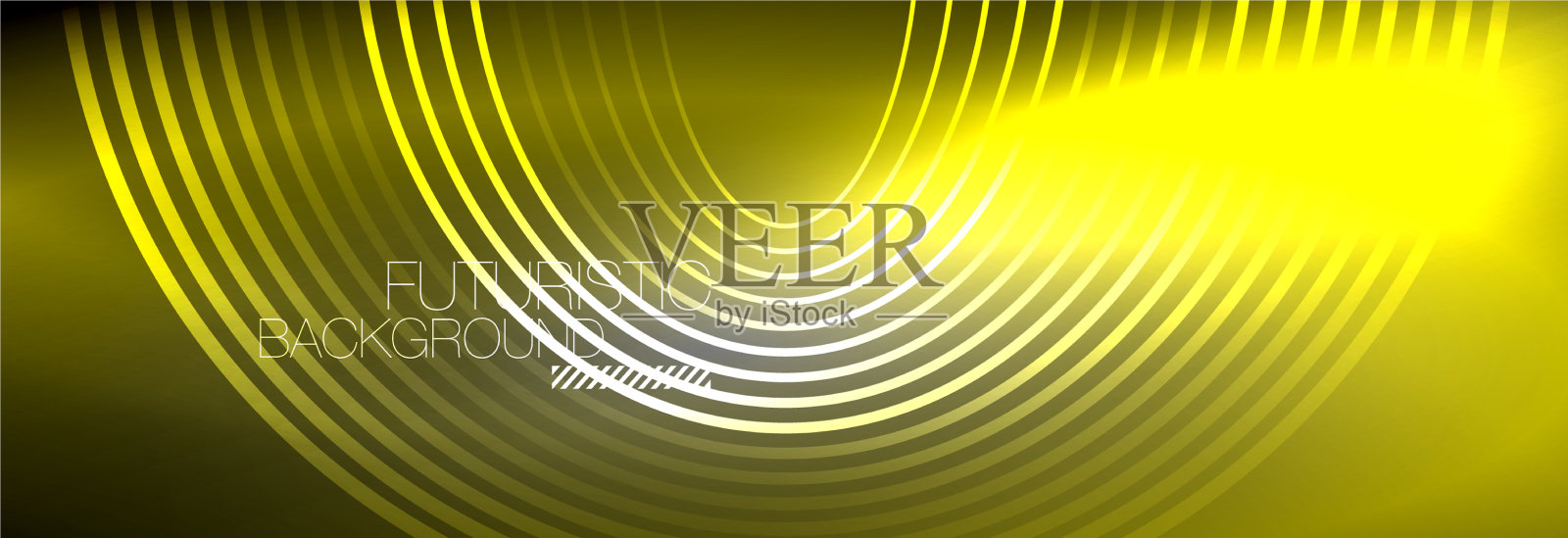 暗抽象背景与发光的霓虹灯圈插画图片素材