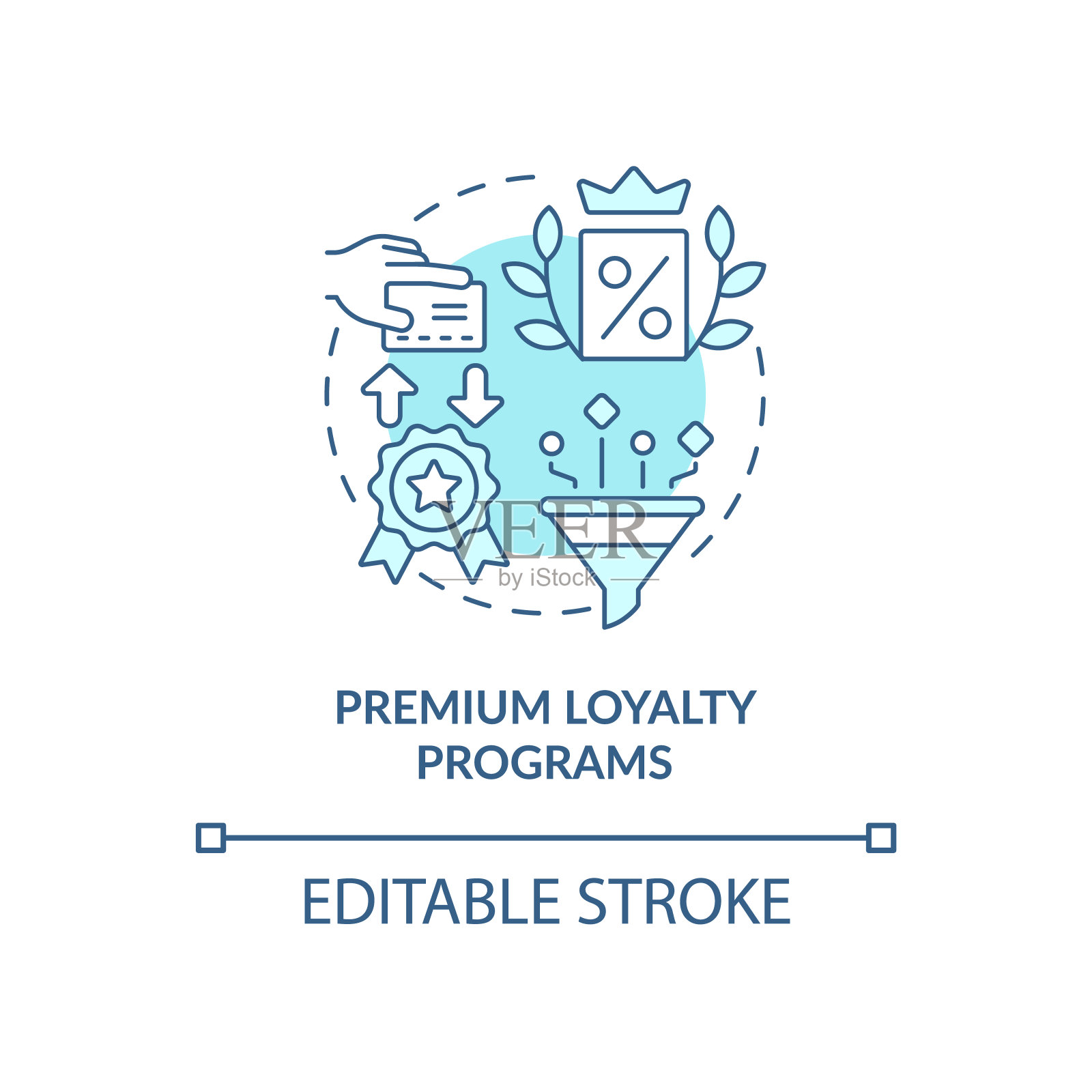 优质忠诚计划蓝色概念图标插画图片素材