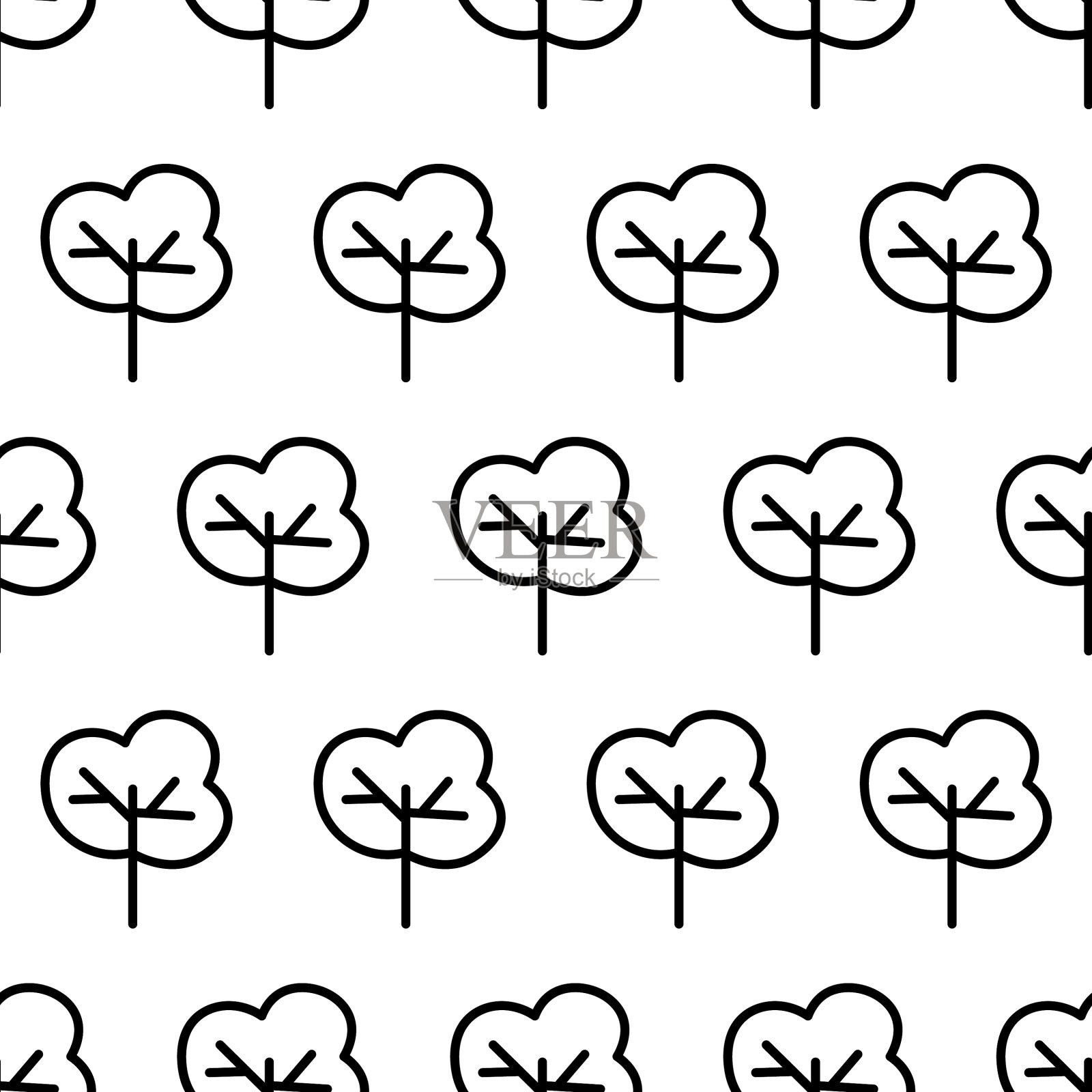 黑白无缝模式与树图标插画图片素材