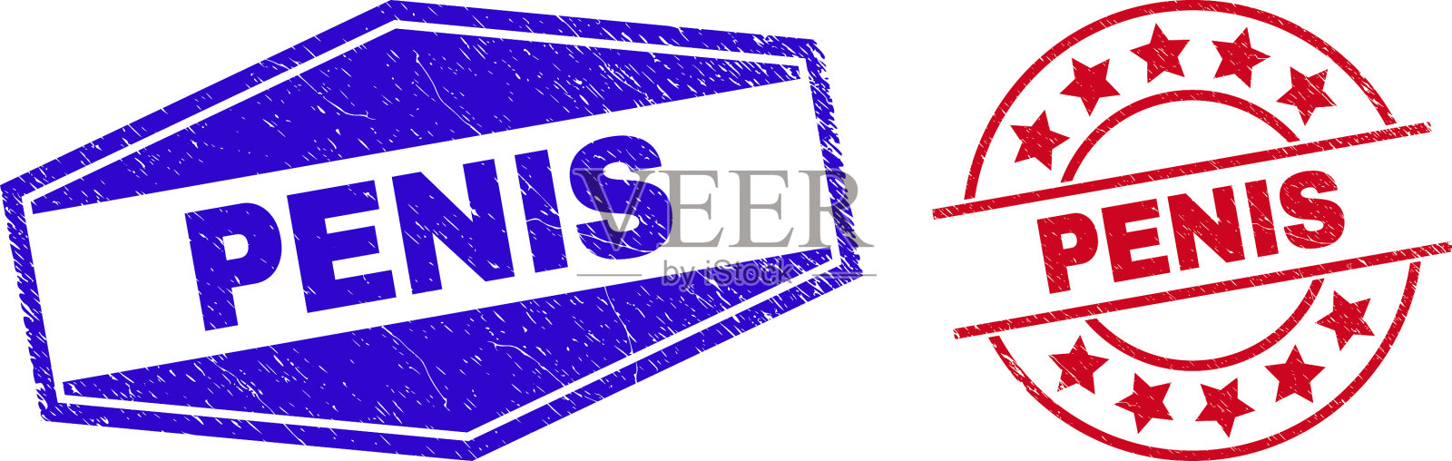 阴茎痛苦水印呈圆形和六角形插画图片素材