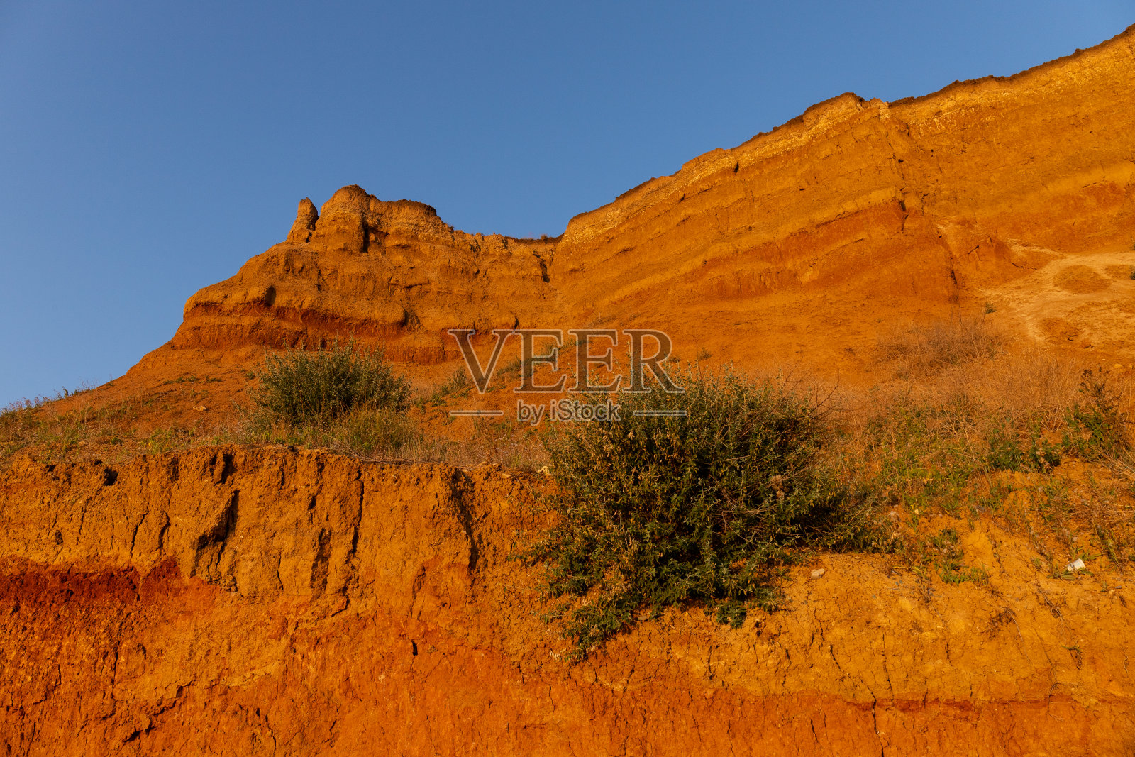 地质学。沙漠景观。全景的砂岩地层,岩石悬崖,沙子。海岸上的沙质悬崖的背景或结构,橙色的石灰岩照片摄影图片