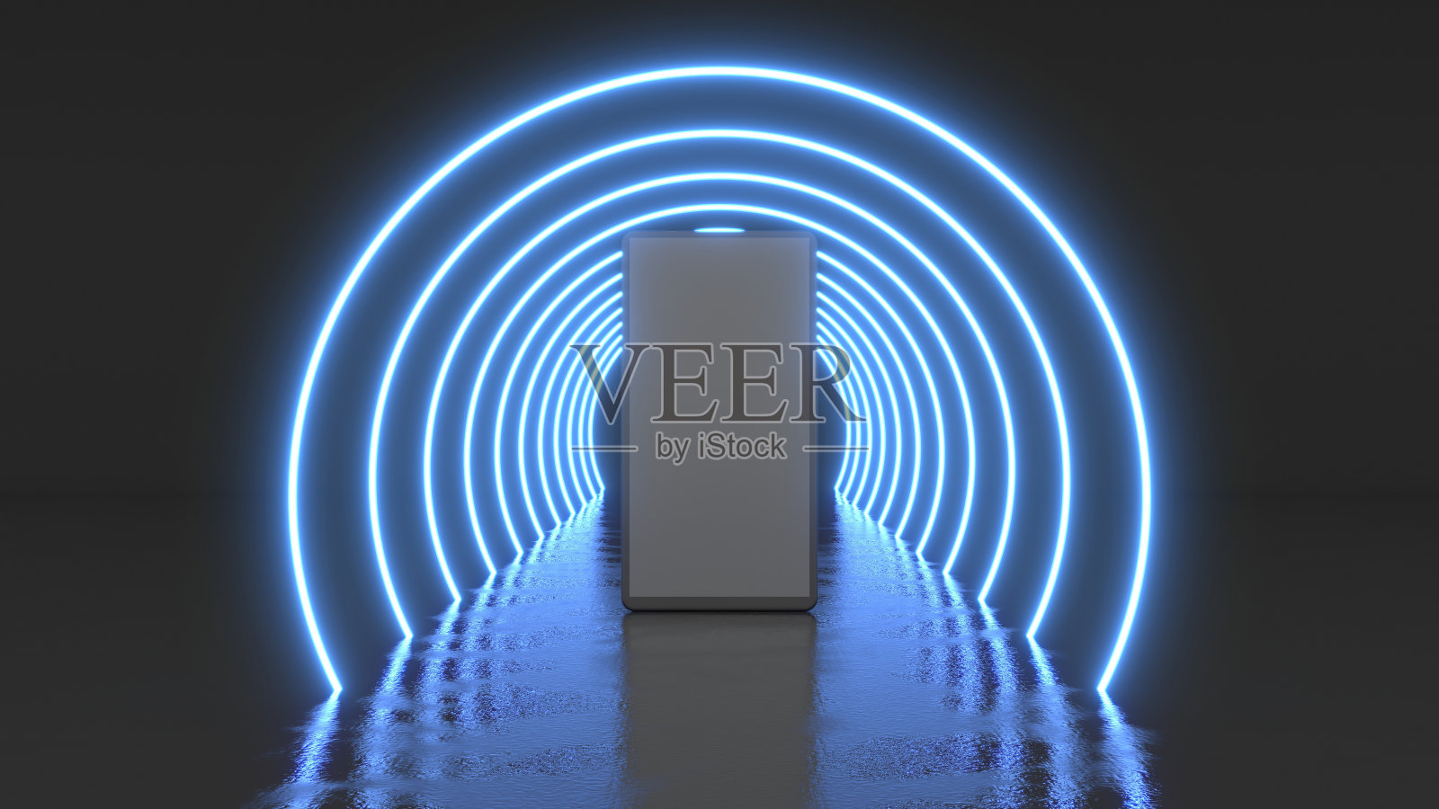 智能手机在发光的蓝色抽象背景照片摄影图片