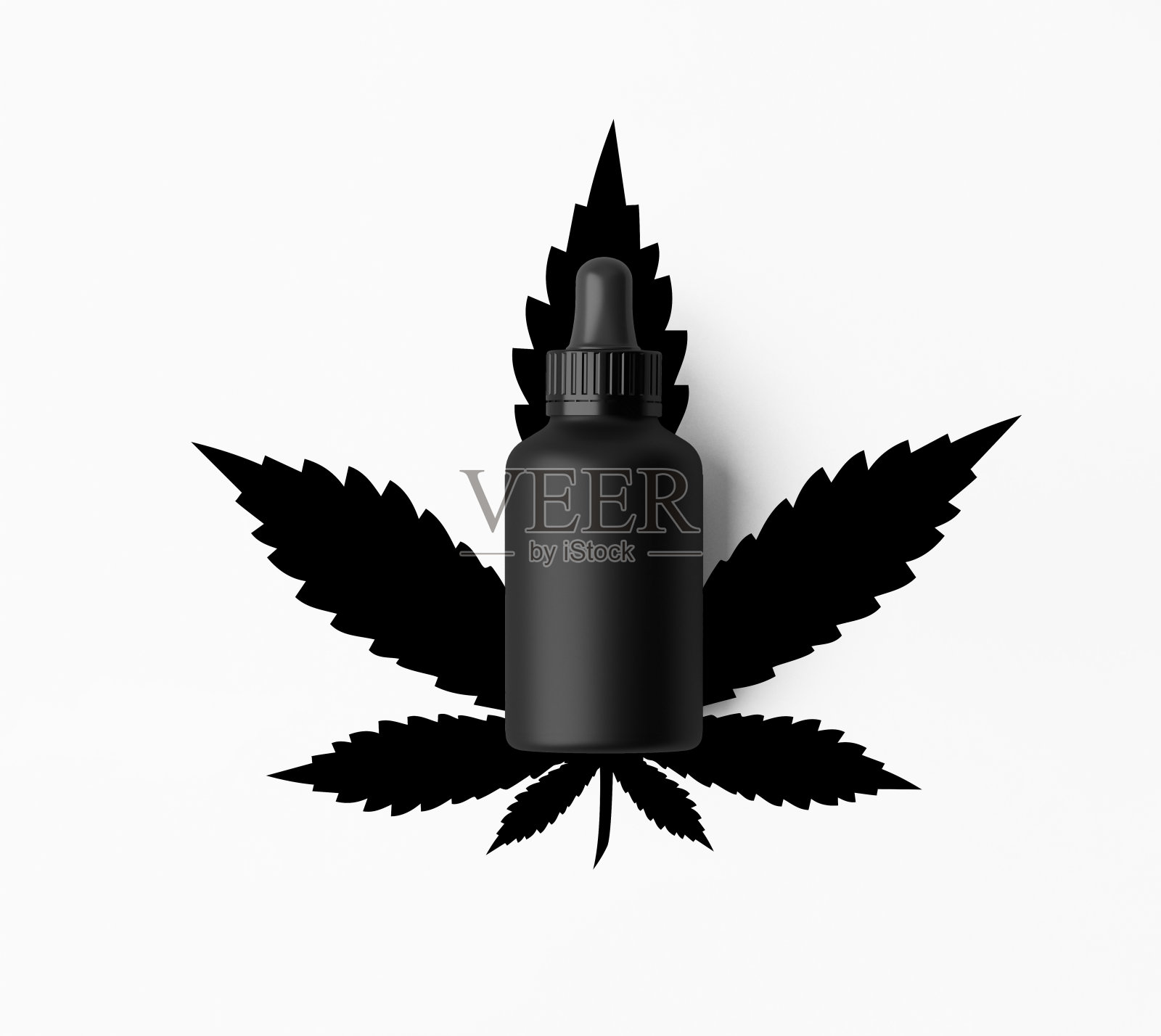 黑瓶现代设计滴眼器。孤立的背景。三维演示照片摄影图片