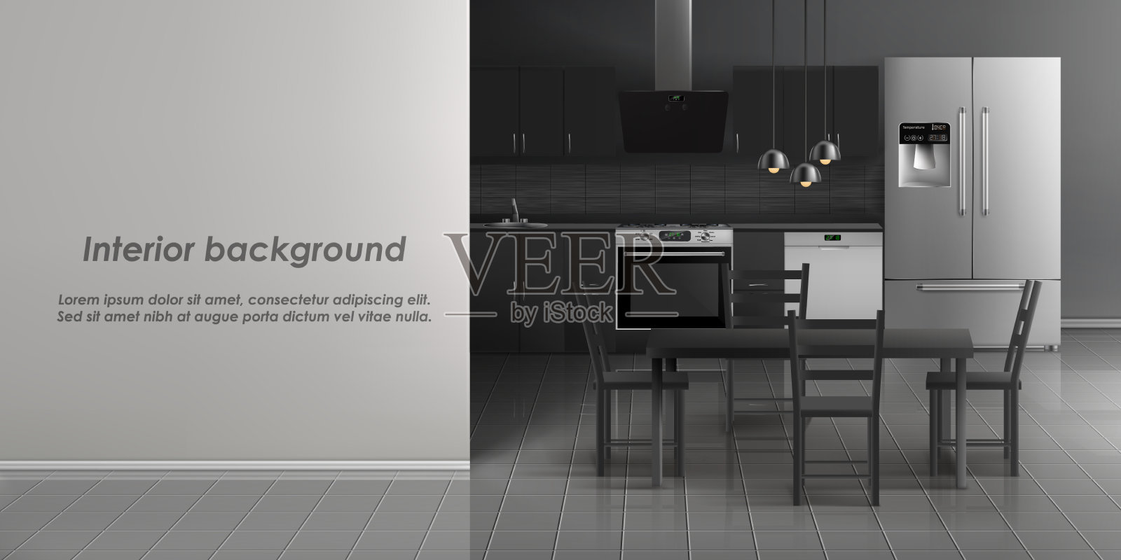 厨房室内模型插画图片素材