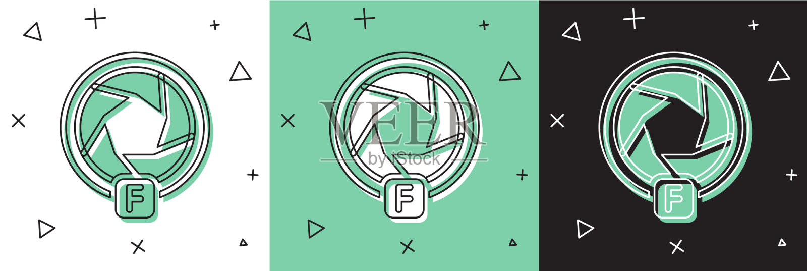 设置相机快门图标隔离在白色和插画图片素材