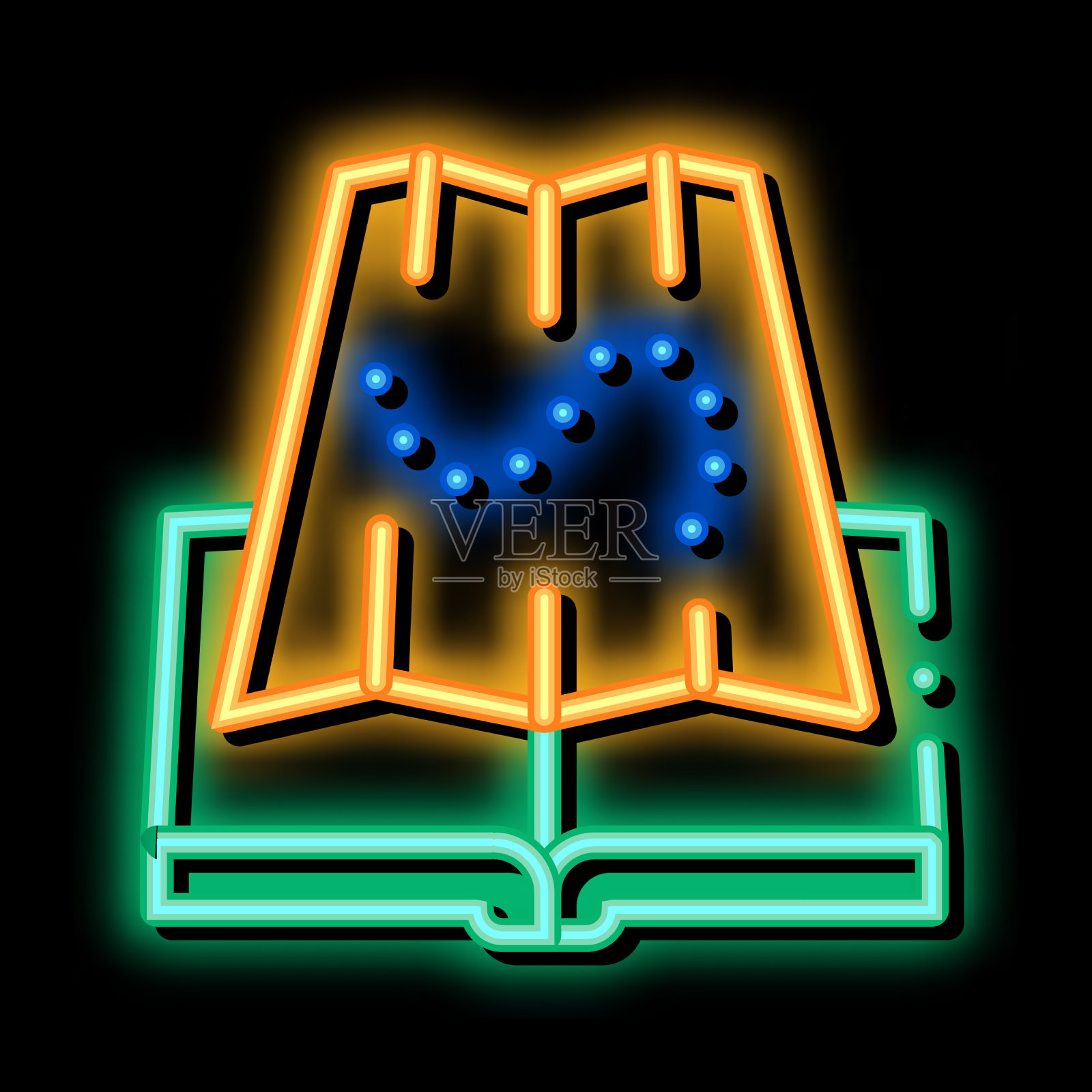 综合地理霓虹辉光图标插画图片素材