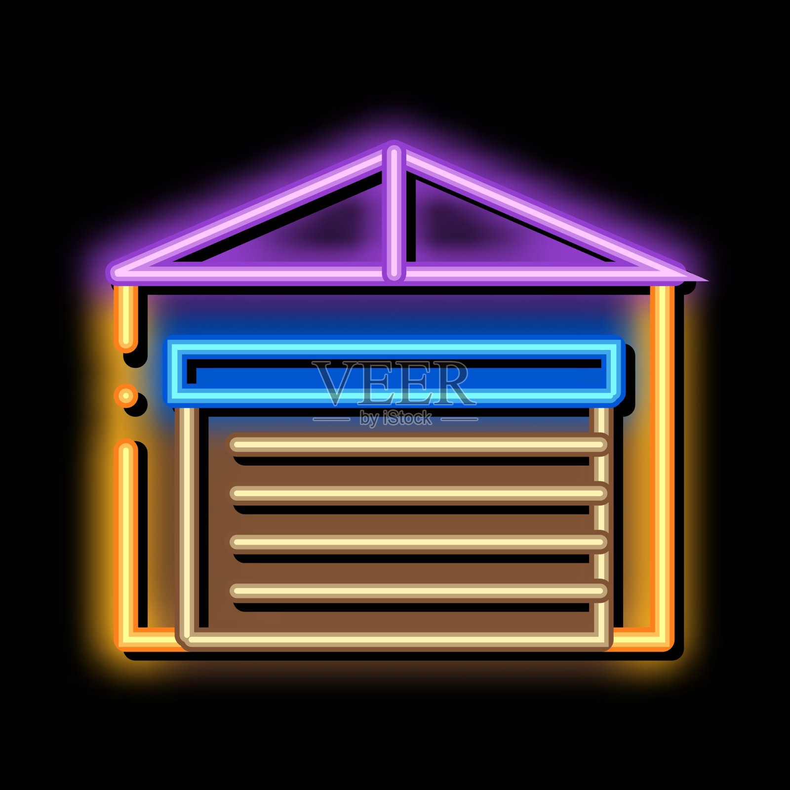 停车场关闭霓虹灯辉光图标图标素材