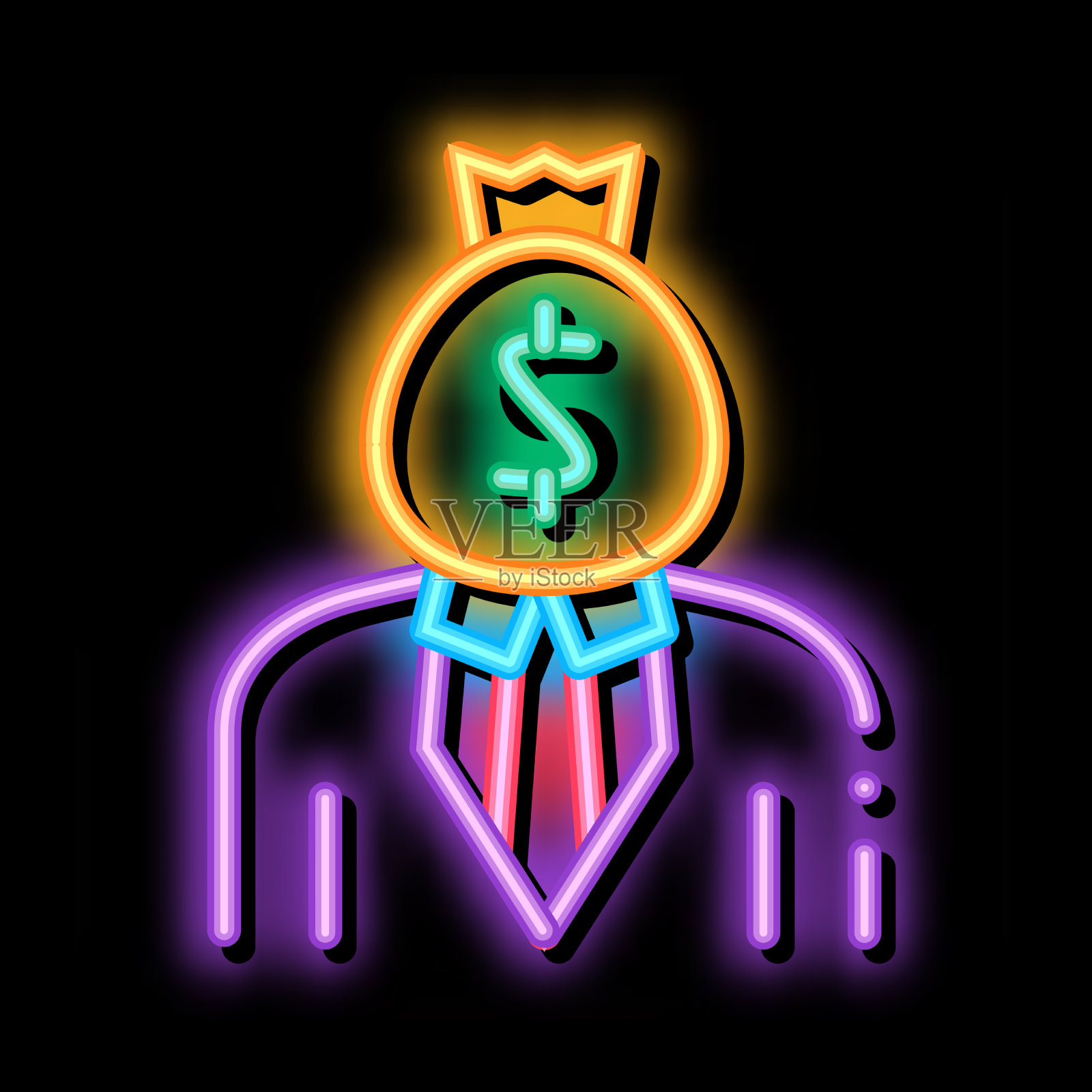 投资者霓虹灯辉光图标插画图片素材