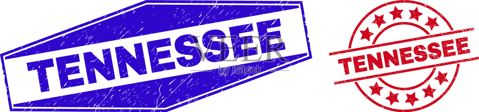 田纳西圆形和六角形橡胶徽章插画图片素材