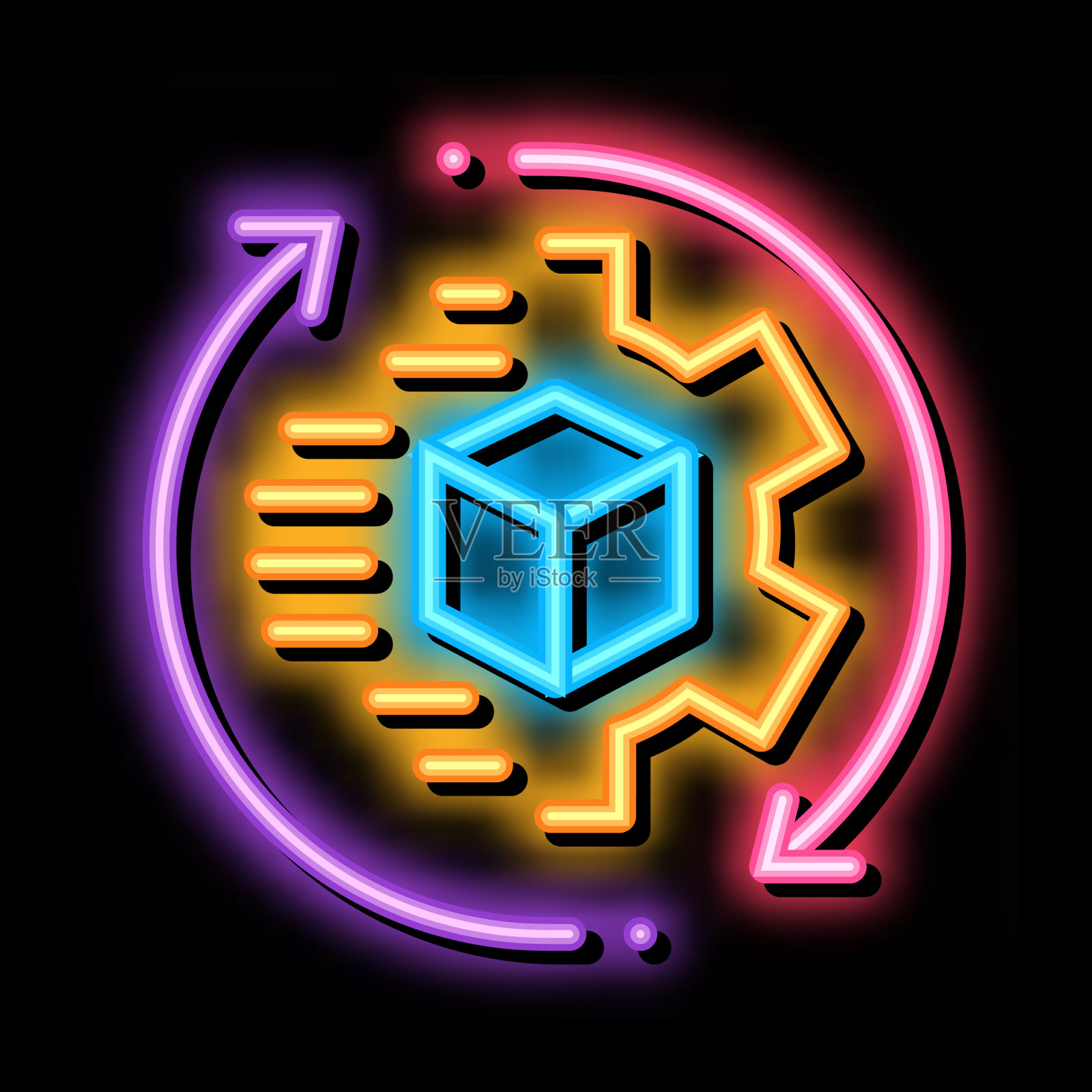 技术方面发送霓虹灯辉光图标插画图片素材