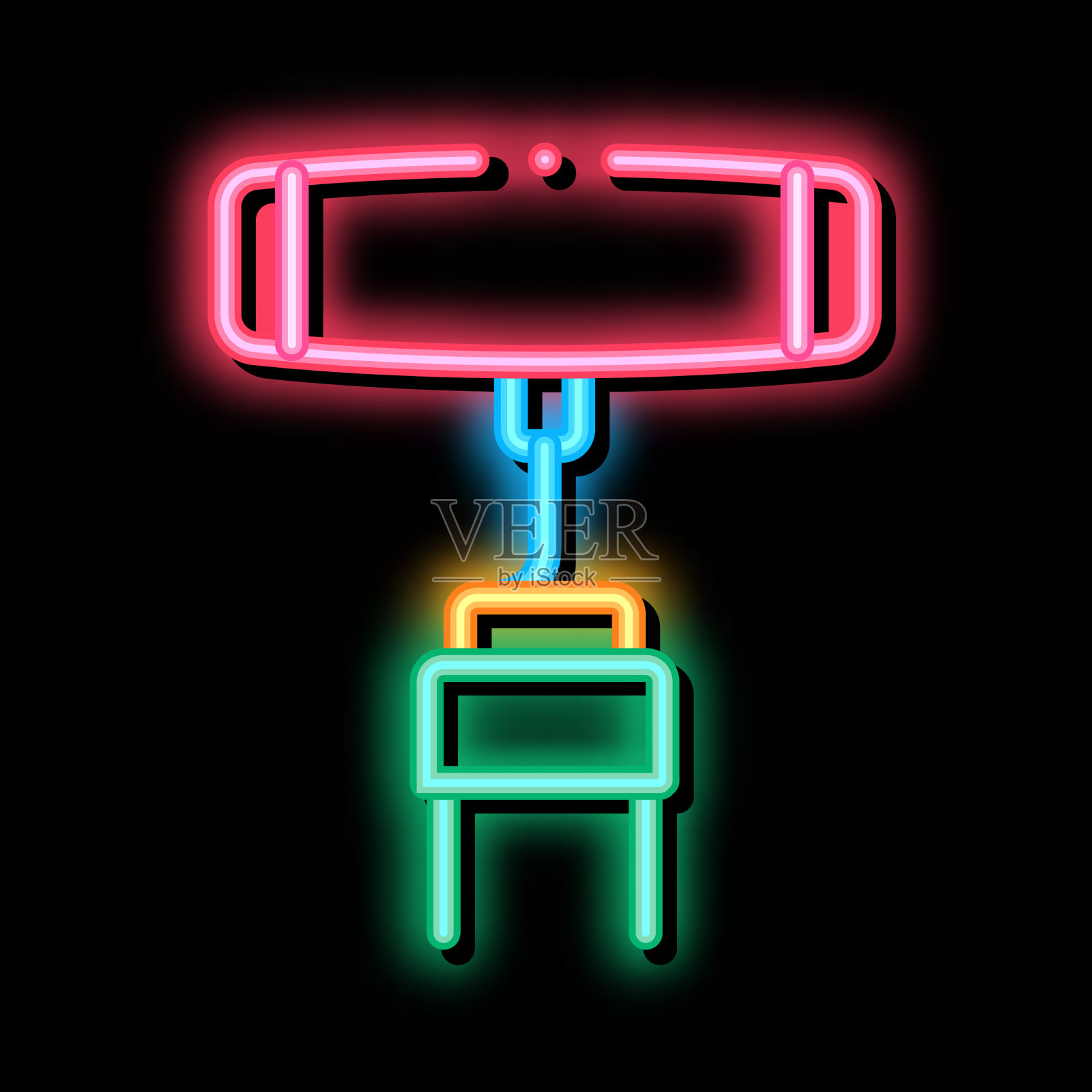 开启霓虹灯图标的螺旋瓶塞插画图片素材