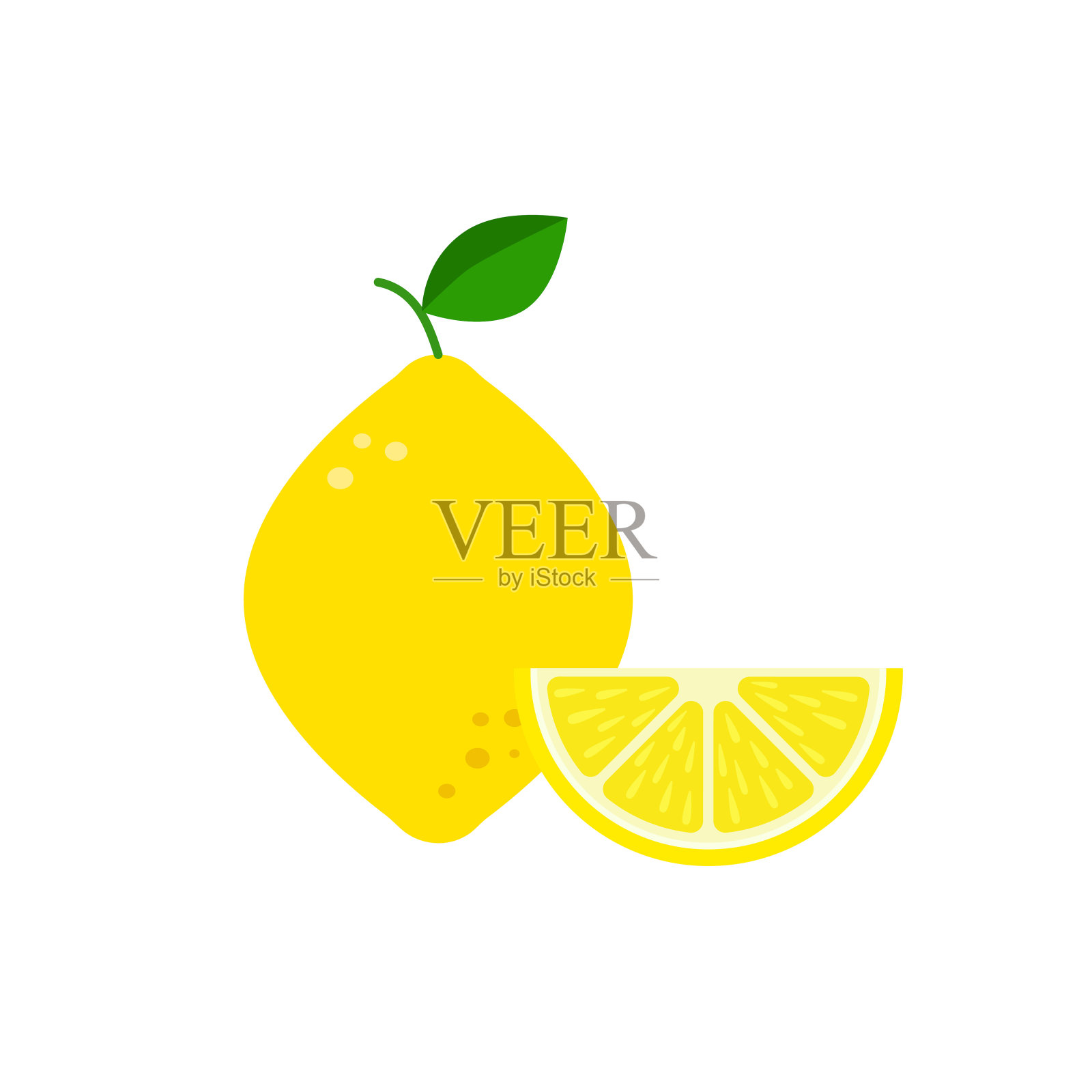 柠檬,整片多汁的柑橘类水果插画图片素材