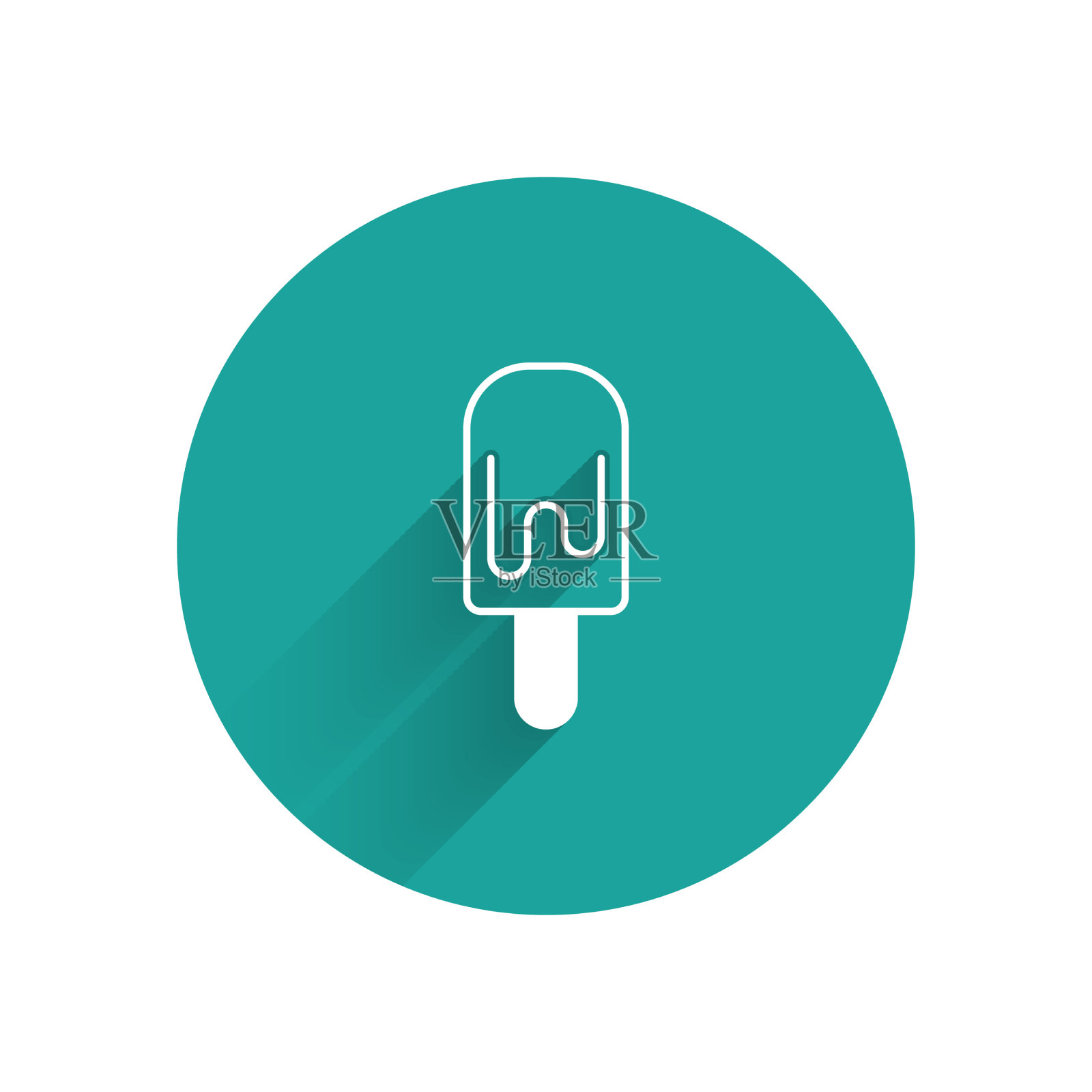 白色冰淇淋上的棍棒图标与长隔离插画图片素材