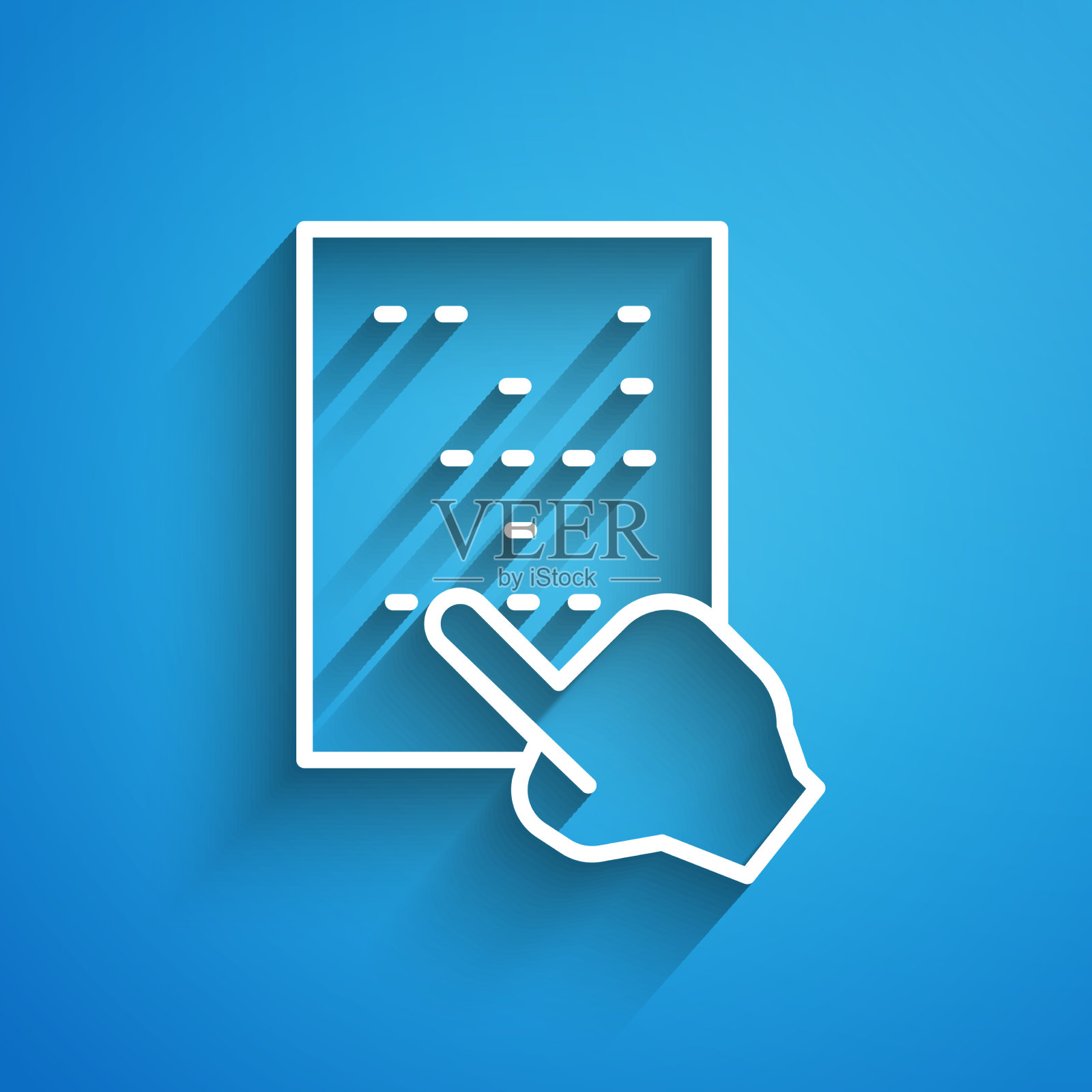 白线盲文图标孤立在蓝色插画图片素材