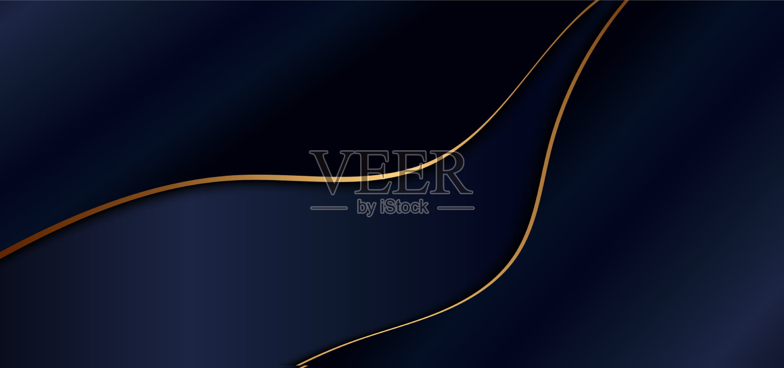 深蓝色背景上的金色波浪线插画图片素材