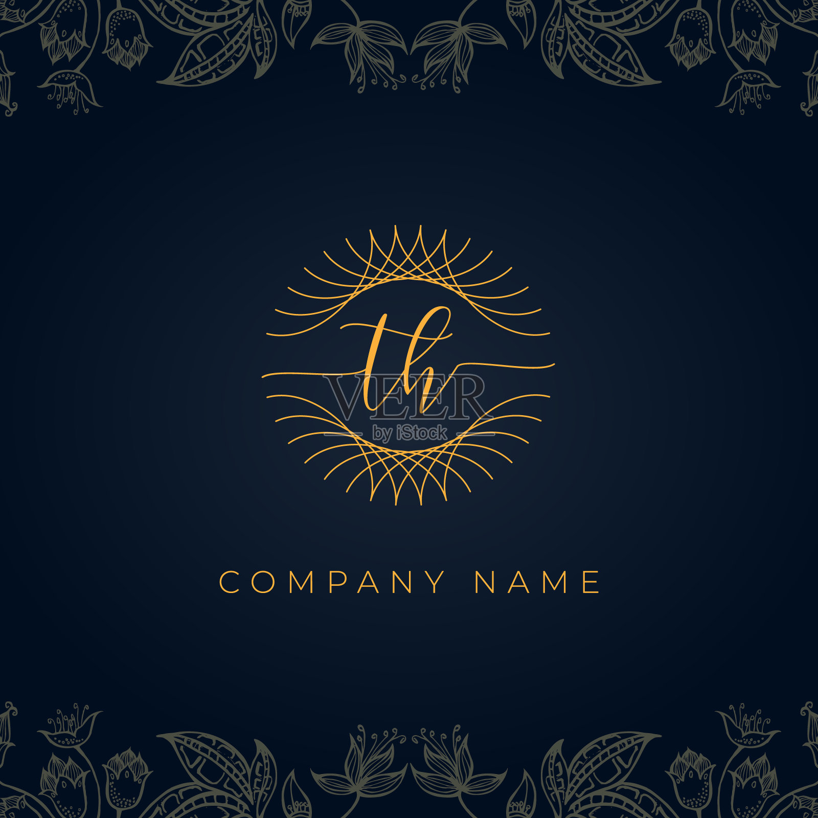 优雅奢华的字母TH标志。插画图片素材