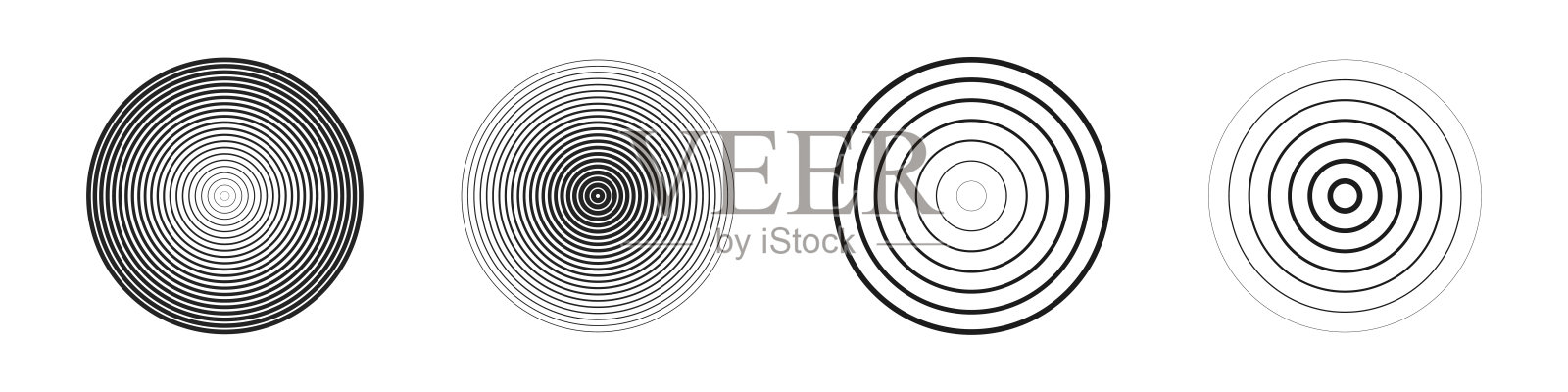 一组同心圆孤立在白色背景上。同心循环。矢量插图。设计元素图片